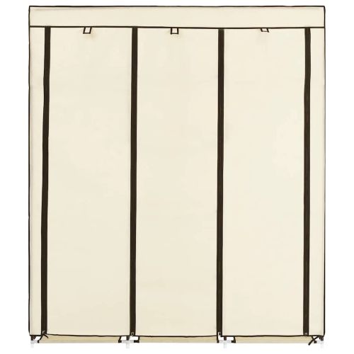 Гардероб с отделения и лостове, кремав, 150x45x175 см, плат