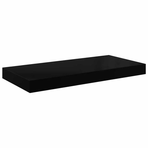 Окачени стенни рафтове, 2 бр, черен гланц, 50x23x3,8 см, МДФ