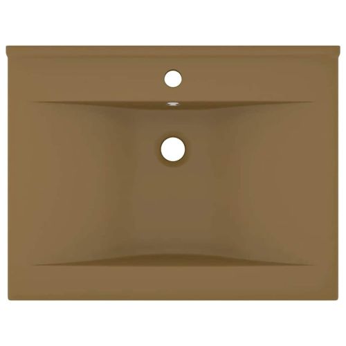 Луксозна мивка с отвор за кран кремав мат 60x46 см керамика