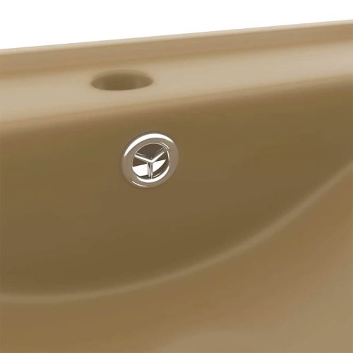 Луксозна мивка с отвор за кран кремав мат 60x46 см керамика