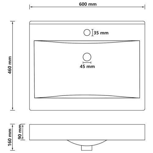 Луксозна мивка с отвор за кран кремав мат 60x46 см керамика