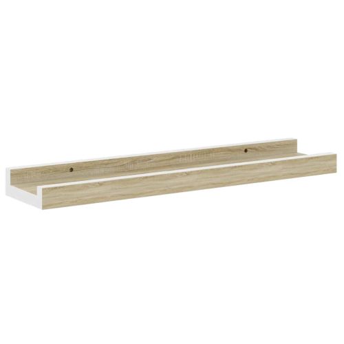 Стенни рафтове, 4 бр, бяло и сонома дъб, 40x9x3 см
