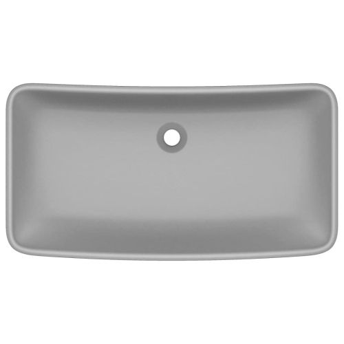 Луксозна правоъгълна мивка матово светлосива 71x38 см керамика