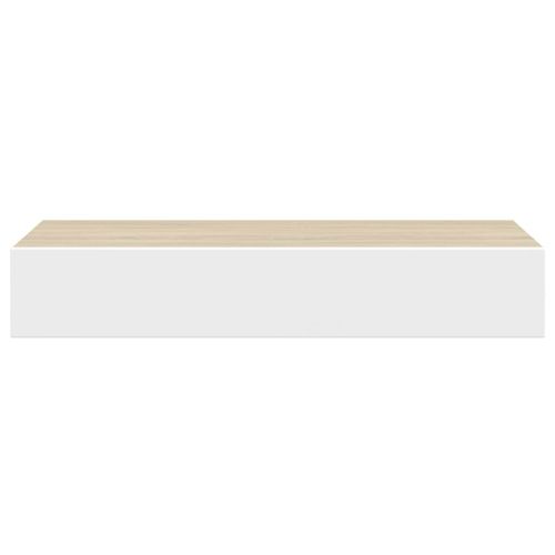 Стенни рафтове за чекмеджета, 2 бр., дъб и бяло, 60x23,5x10 см, MDF