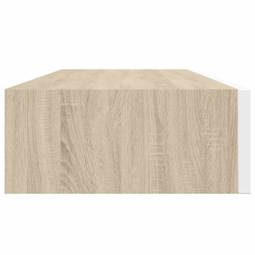 Стенни рафтове за чекмеджета, 2 бр., дъб и бяло, 60x23,5x10 см, MDF