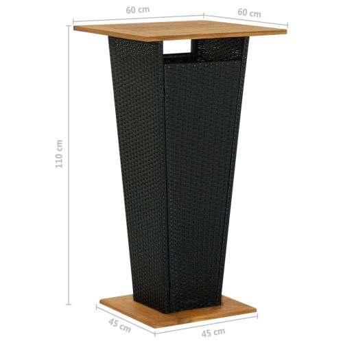 Градински бар комплект с възглавници, 3 части, черен полиратан