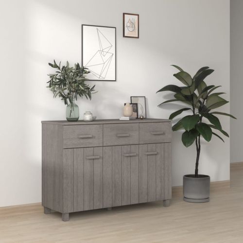 Сайдборд HAMAR, светлосив, 113x40x80 см, борово дърво масив