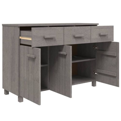Сайдборд HAMAR, светлосив, 113x40x80 см, борово дърво масив