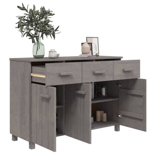 Сайдборд HAMAR, светлосив, 113x40x80 см, борово дърво масив
