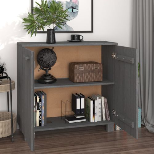Сайдборд HAMAR, тъмносив, 85x35x80 см, борово дърво масив