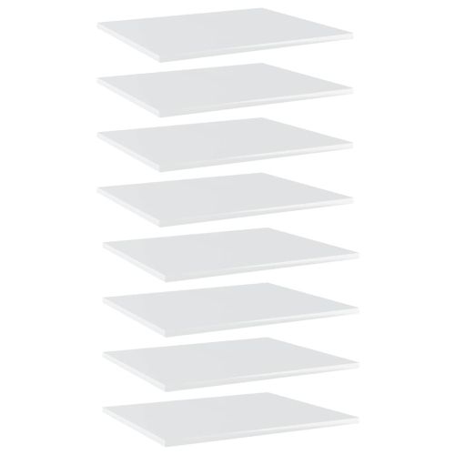 Рафтове за етажерка, 8 бр, бял гланц, 60x50x1,5 см, ПДЧ