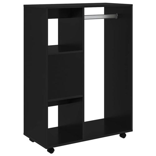 Гардероб, черен, 80x40x110 см, инженерно дърво