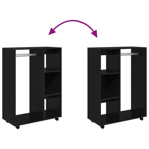 Гардероб, черен, 80x40x110 см, инженерно дърво