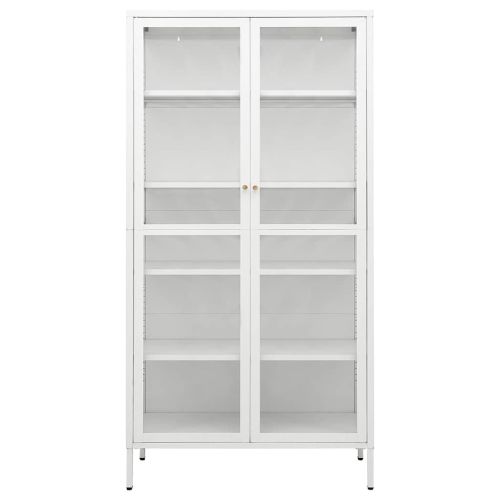 Витрина, бяла, 90x40x180 см, стомана и закалено стъкло