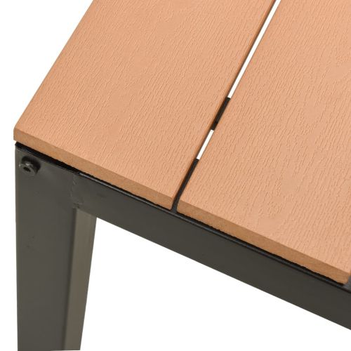 Градински трапезен комплект 3 части стомана и WPC кафяво/черно