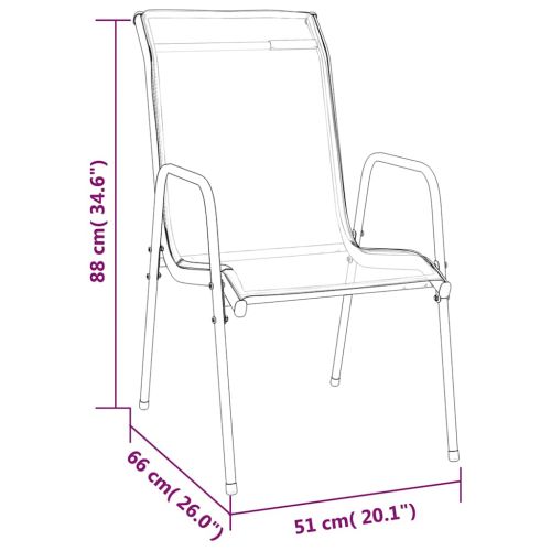 Градински трапезен комплект 7 части черен стомана и текстилен