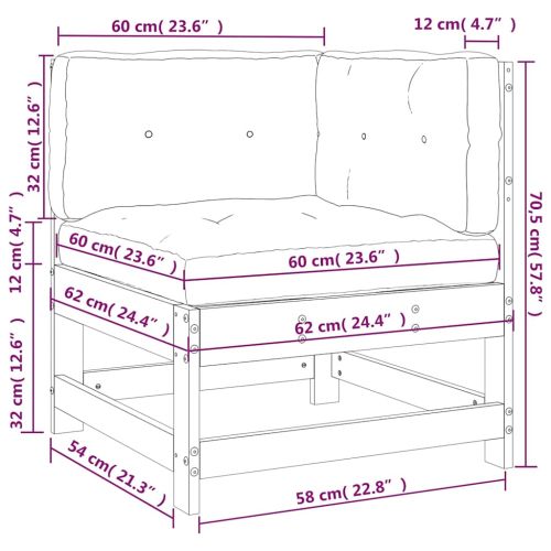 Ъглов диван с възглавници, дугласко дърво масив