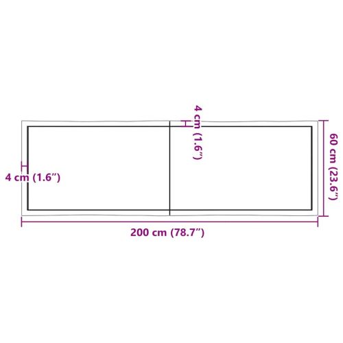 Плот за маса светлокафяв 200x60x(2-4) см обработен масивен дъб