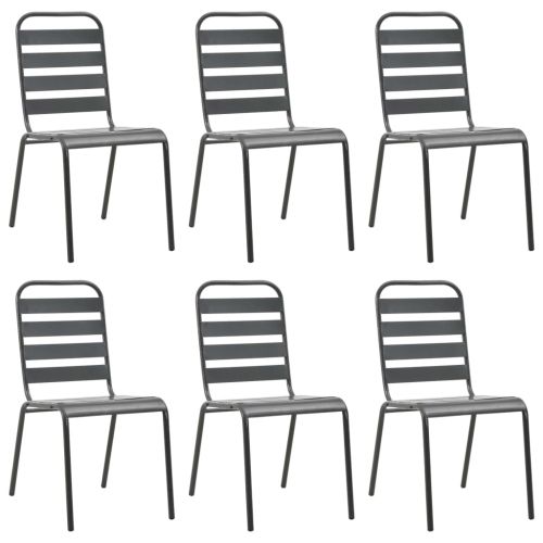 Градински трапезен комплект, 7 части, стомана, тъмносив