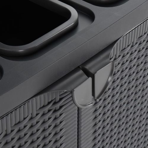 Кош за боклук с 2 врати, черен, 65x45x88 см, PP