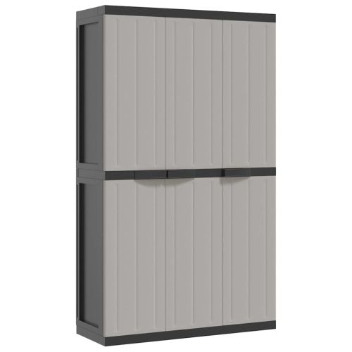 Външен шкаф за съхранение, сиво и черно, 97x37x165 см, PP