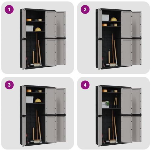 Външен шкаф за съхранение, сиво и черно, 97x37x165 см, PP