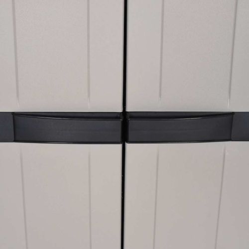 Външен шкаф за съхранение, сиво и черно, 97x37x165 см, PP