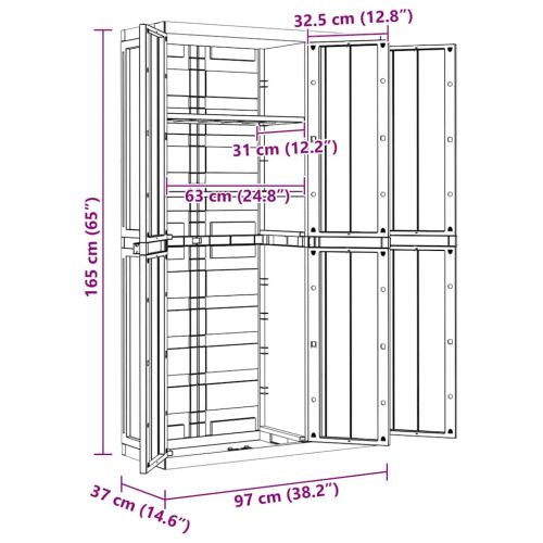 Външен шкаф за съхранение, сиво и черно, 97x37x165 см, PP