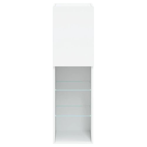 ТВ шкафове с LED осветление 2 бр бели 30,5x30x102 см