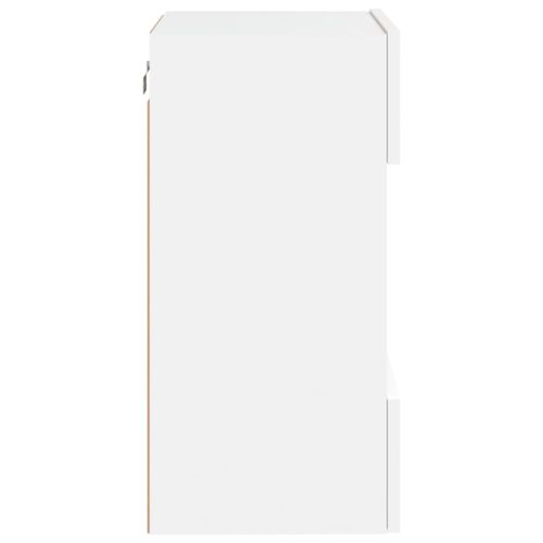 Стенен ТВ шкаф с LED осветление, бял, 40x30x60,5 см