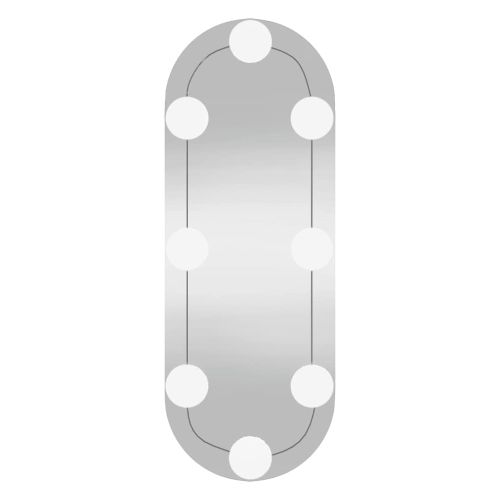 Стенно огледало с LED лампи 15x40 см стъкло овално