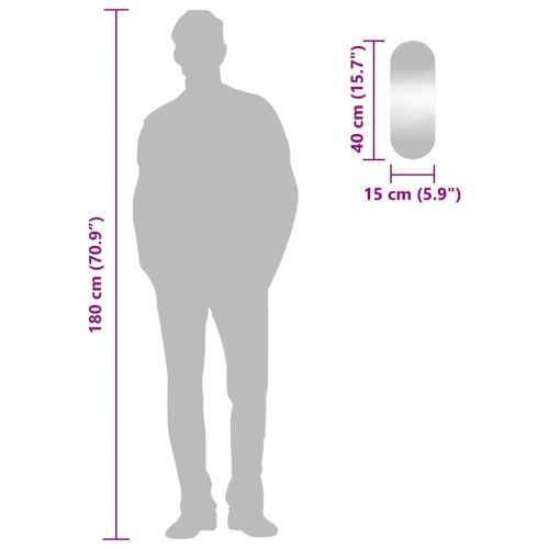 Стенно огледало 15x40 см стъкло овално