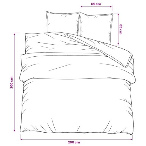 Комплект спално бельо, бяло и кафяво, 200x200 см, памук