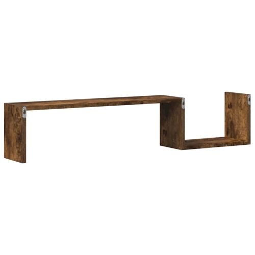 Стенни рафтове, 2 бр, опушен дъб, 100x15x20 см, инженерно дърво