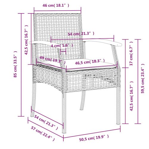 Градински трапезен комплект 7 части възглавници черен полиратан