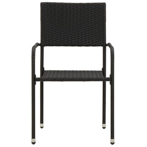 Градински трапезен комплект, 5 части, полиратан, черен