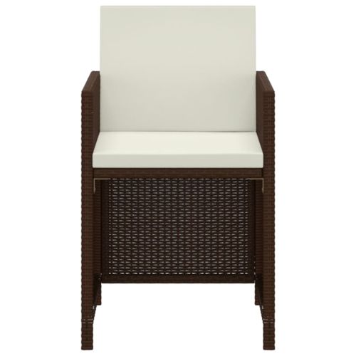 Градински комплект с възглавници, 3 части, полиратан, кафяв