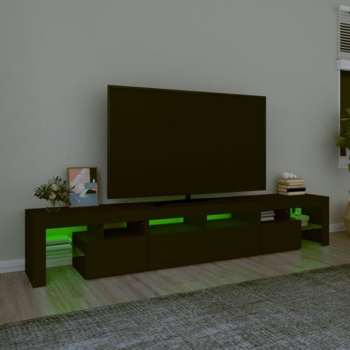ТВ шкаф с LED осветление, черен, 230x36.5x40 см