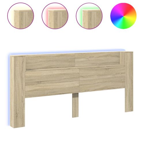 Табла шкаф с LED, сонома дъб, 220x16,5x103,5 см
