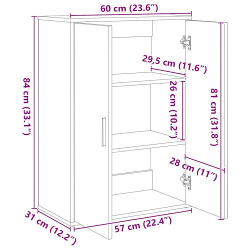Бюфет бетонно сив 60x31x84 см инженерно дърво