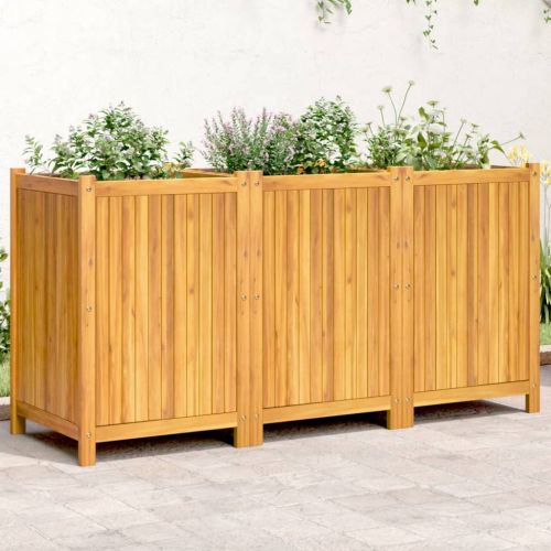 Градинска кашпа с вложка 150x50x75 см масивна акация