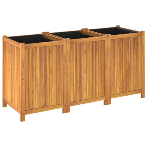 Градинска кашпа с вложка 150x50x75 см масивна акация