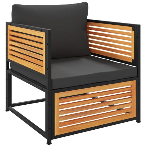 Градински стол с възглавници, акациево дърво масив