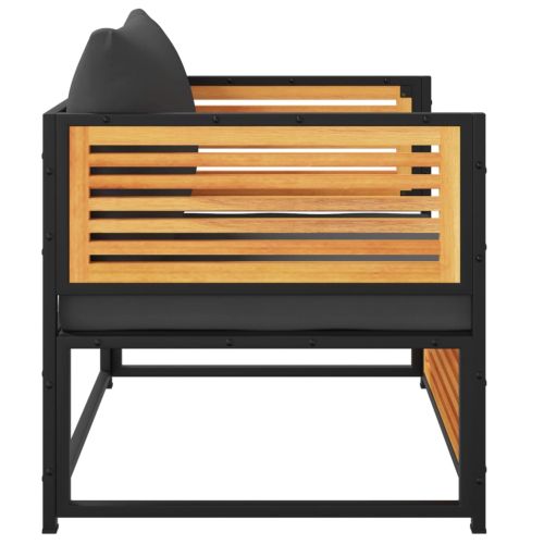 Градински стол с възглавници, акациево дърво масив