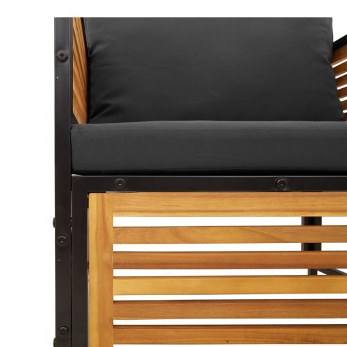 Градински стол с възглавници, акациево дърво масив