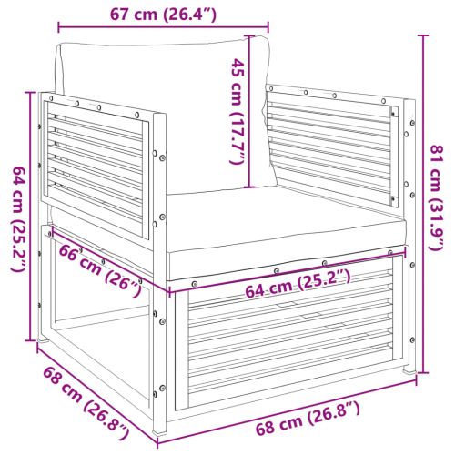 Градински стол с възглавници, акациево дърво масив