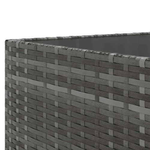 Градински комплект с възглавници, 6 части, полиратан, сив