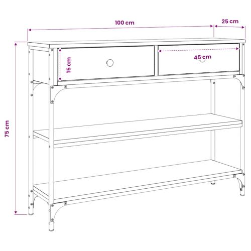 Конзолна маса, дъб сонома, 100x25x75 см, инженерно дърво
