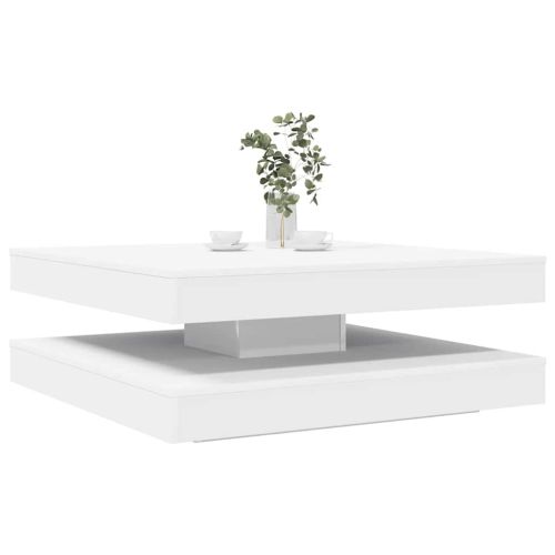 Маса за кафе Въртяща се на 360 градуса Бяло 90x90x34,5 cm