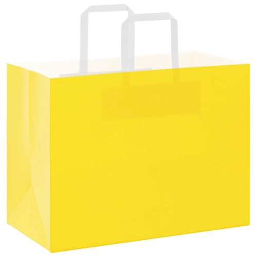 Хартиени торбички 250 бр с дръжки жълти 32x17x25 см
